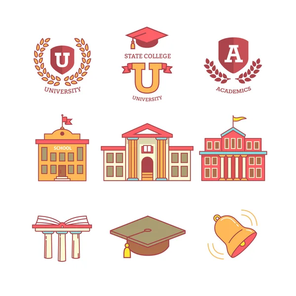 Education, school, academy, college and university — Stock Vector