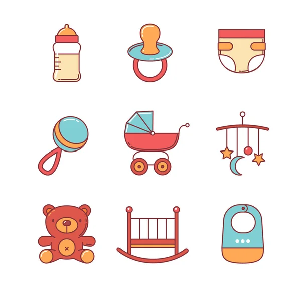 Baby icons thin line set — Stock Vector