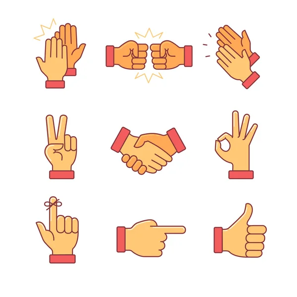 Clapping hands and other gestures — Stock Vector