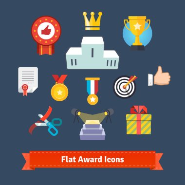 Award icons in colourful flatness clipart