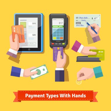 Ödeme türleri düz simge kümesi.