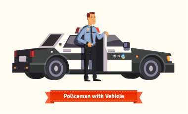 Arabanın önünde duran polis