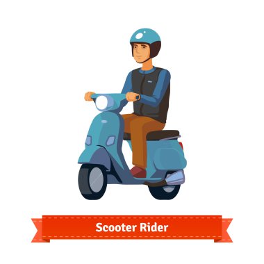 Young man on scooter wearing helmet clipart