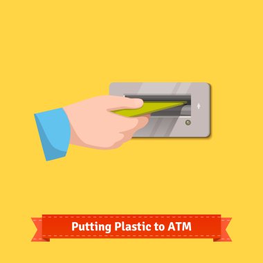 Male hand putting credit card