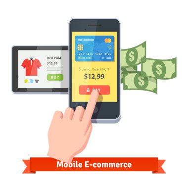 Online alışveriş ve mobil ödeme kavramı