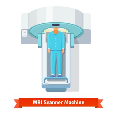 MRI machine scanning patient inside clipart