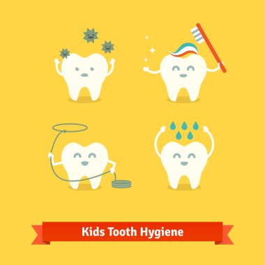 Children teeth care and hygiene clipart