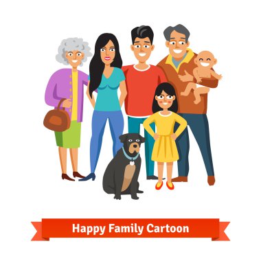 Büyük mutlu bir aile birlikte ayakta