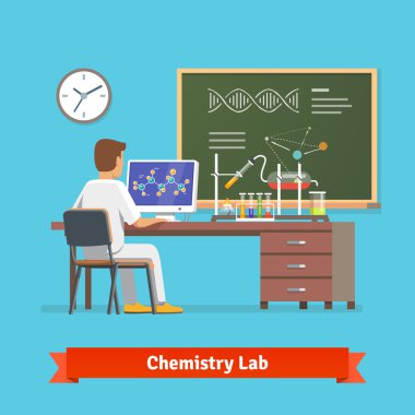 University student doing research in lab clipart