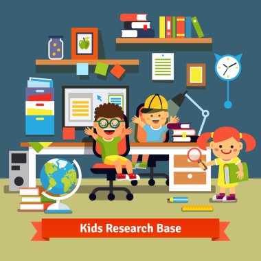 Children learning and doing projects in their room