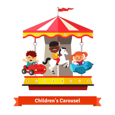 Çocuklar eğleniyor bir karnaval carousel