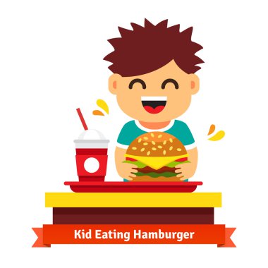 Kid eating at fast food table