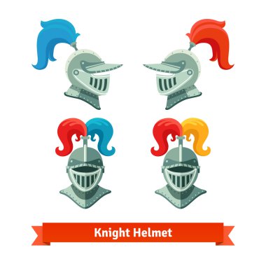 Medieval knights helmet with plume.