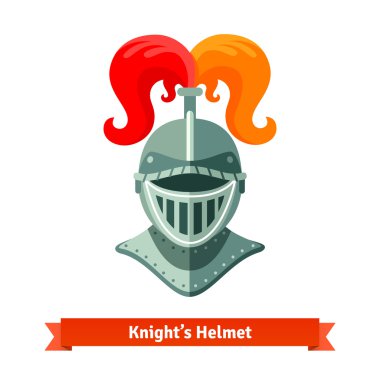 medieval knights helmet with feathers