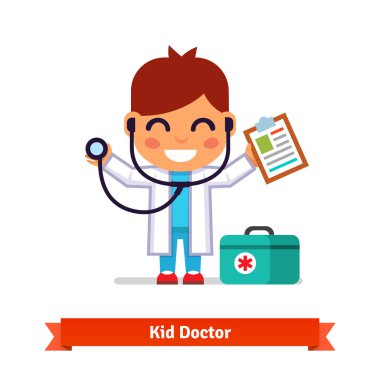 Little boy playing doctor with stethoscope