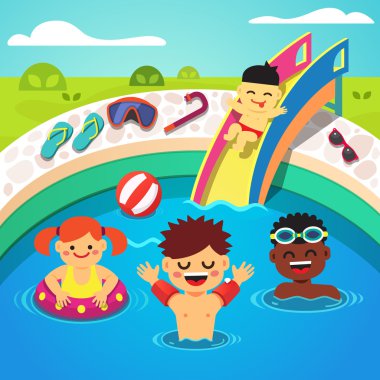 Kids having pool party
