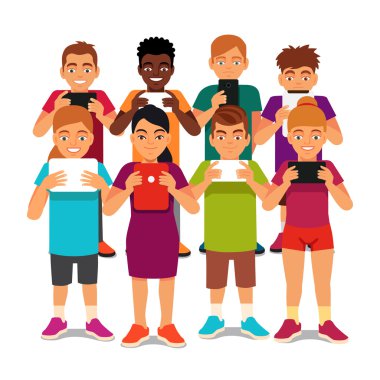 Grup birlikte duran çocuk