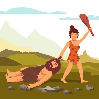 Stone age Woman power! clipart