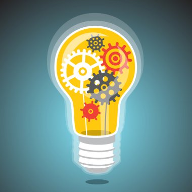 Idea light bulb with cogs