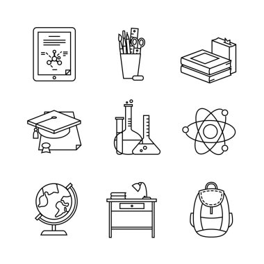 Education learning and school icons set