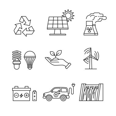 Power generation icons set