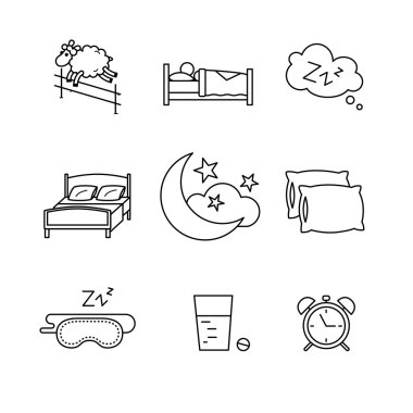 Sleeping art icons set.