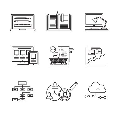 Web and app development icons set