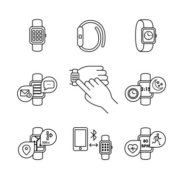 Thin line art icons set.
