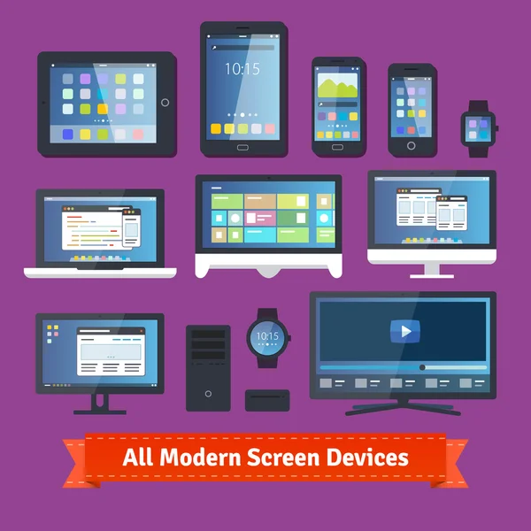 Todos os dispositivos de tela modernos — Vetor de Stock