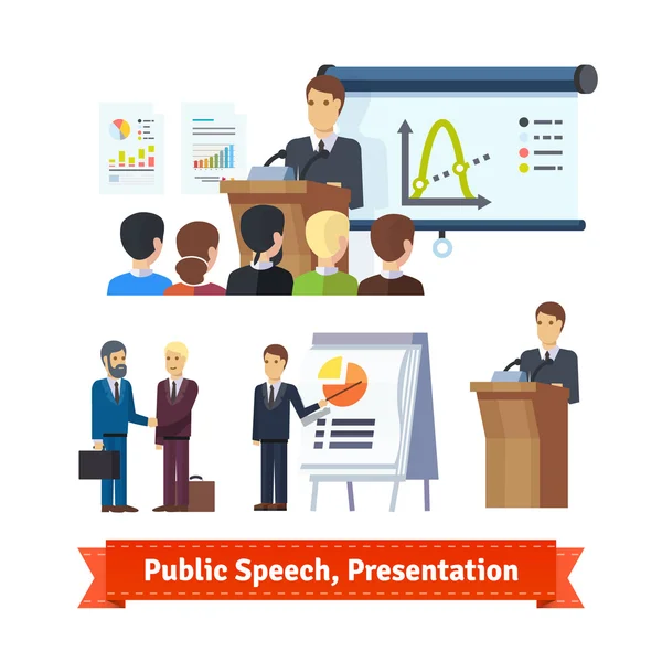 Businessman doing presentation — Stock Vector