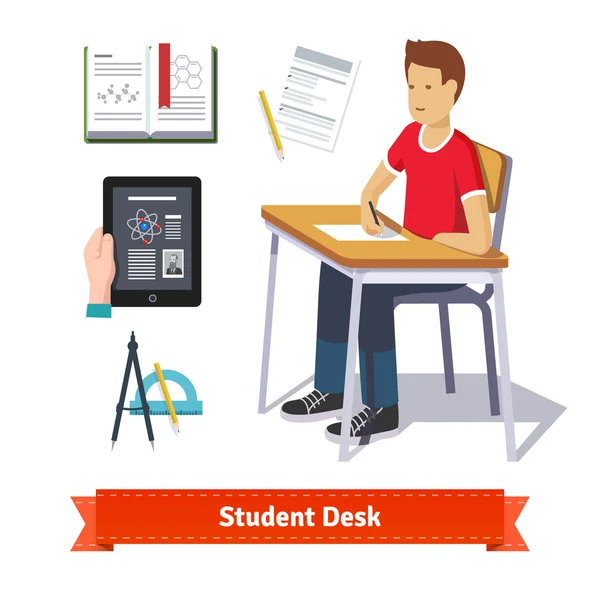 Studentský stůl barevné ploché ikony — Stockový vektor