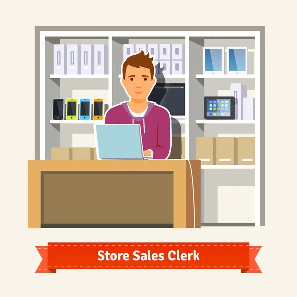 Vendedor trabajando con clientes — Vector de stock