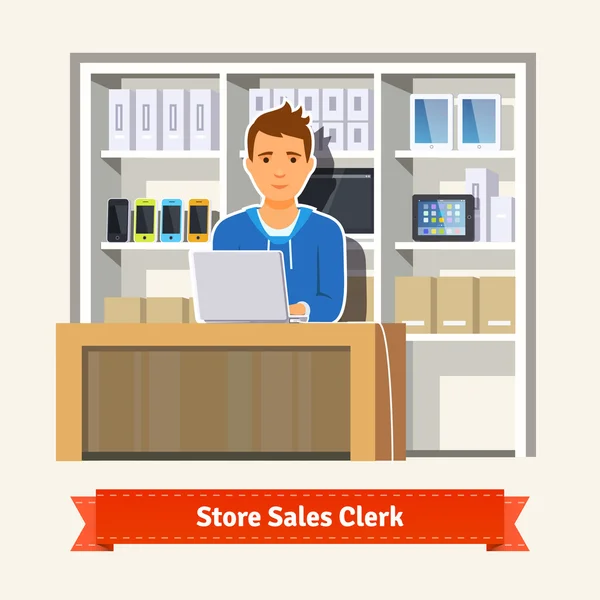 Vendedor trabajando con clientes — Vector de stock