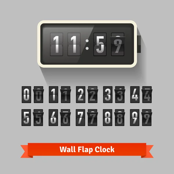 Reloj con solapa de pared, contador de números — Vector de stock