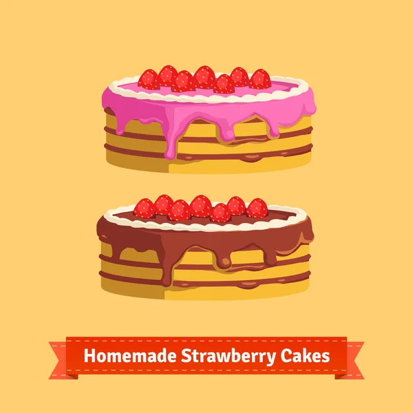 Homemade strawberry cakes — Stock Vector