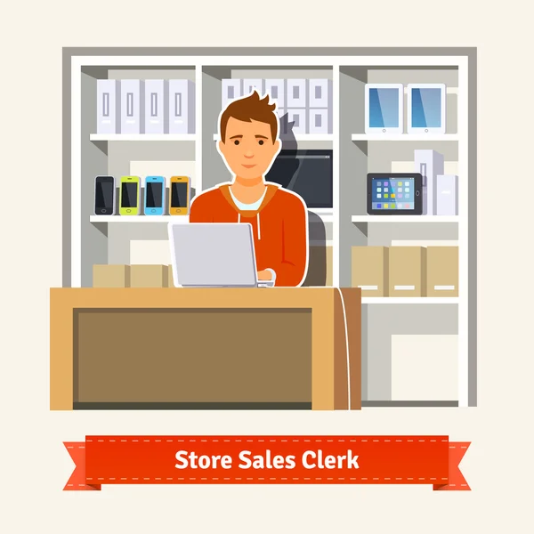 Commis aux ventes travaillant avec les clients — Image vectorielle