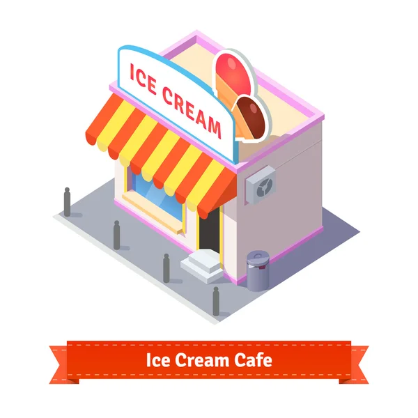 Ice cream restaurant and shop building — Stock Vector