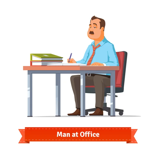 Hombre escribiendo en la mesa de oficina — Vector de stock