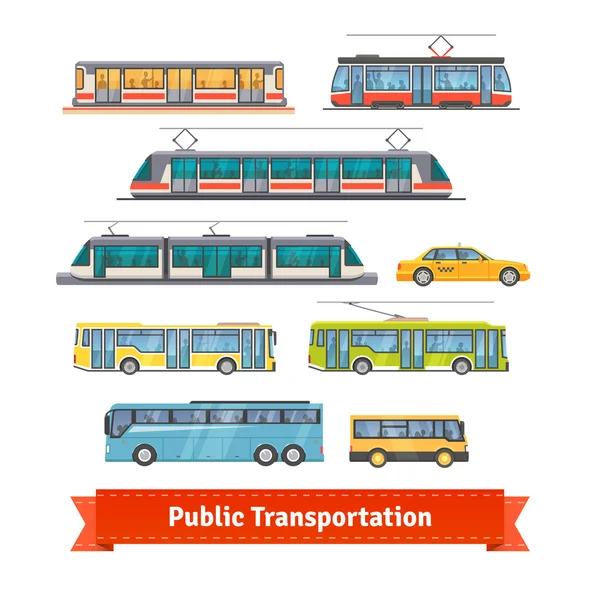 City and intercity transportation vehicles — Stock Vector