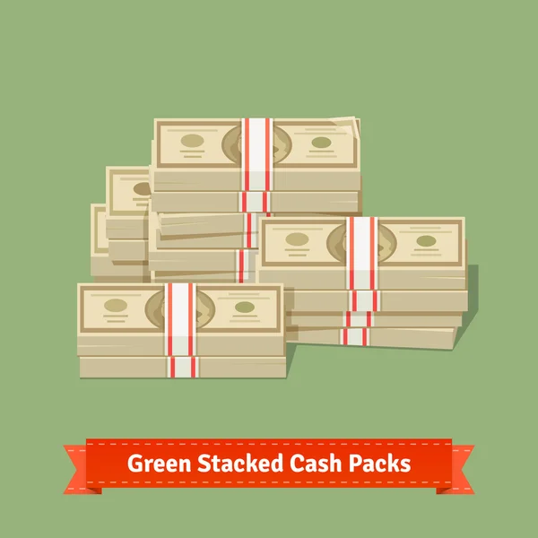 Big stacked cash pile. — Stock Vector