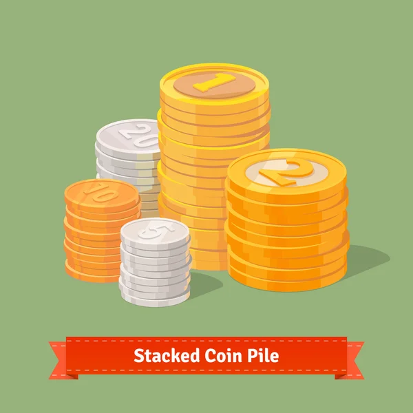 Pilha empilhada de moedas . —  Vetores de Stock