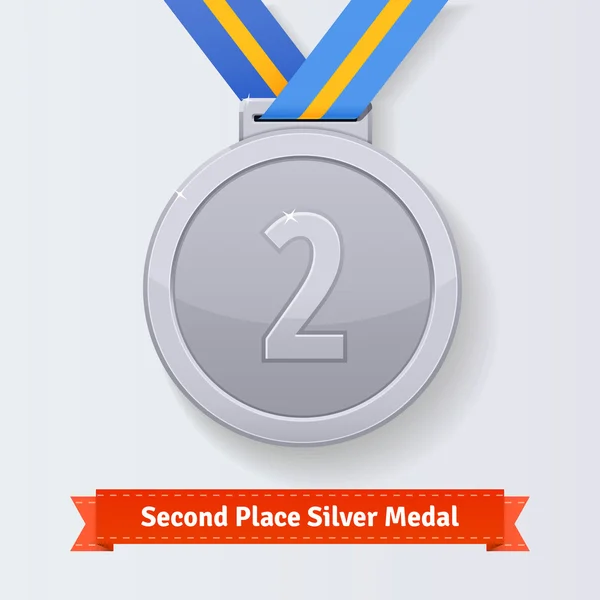 İkinci yer ödül gümüş madalya — Stok Vektör