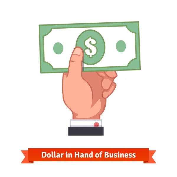 Empresário mão segurando nota de dólar —  Vetores de Stock