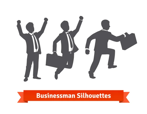 Businessman silhouettes. Happy, celebrating — 스톡 벡터