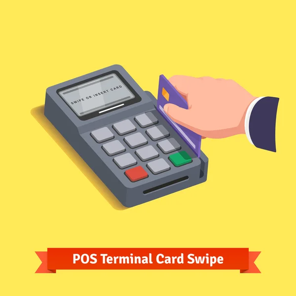 Hand swiping a credit card — Stock Vector