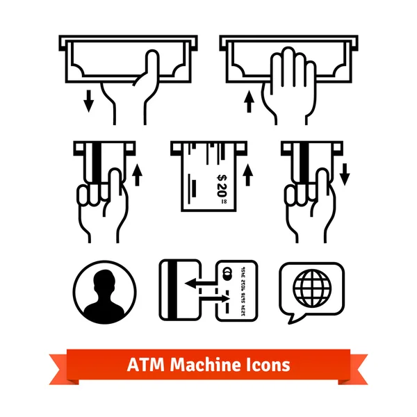 Conjunto de ícones de máquina ATM . — Vetor de Stock