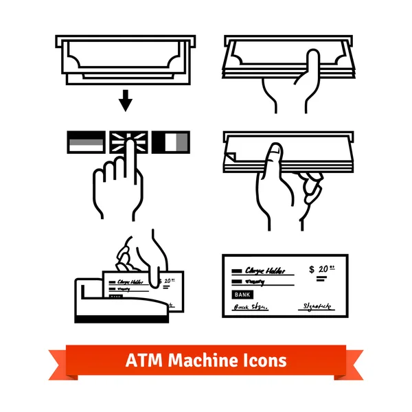 ATM μηχάνημα εικόνες set. — Διανυσματικό Αρχείο