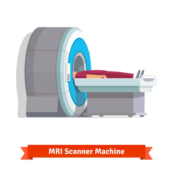 MRI machine scanning patient insid — Stock Vector