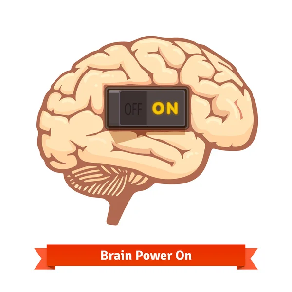 Brain power switch on — Stock Vector