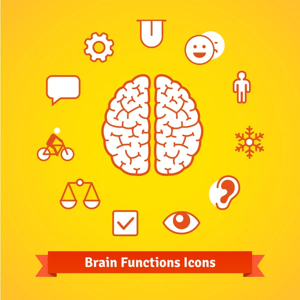 Conjunto de iconos de función cerebral — Vector de stock